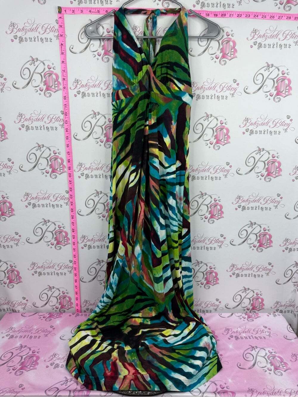Tommy Bahama dress long Multicolor Zebra-Print Maxi tiki — Green, Blue, Black